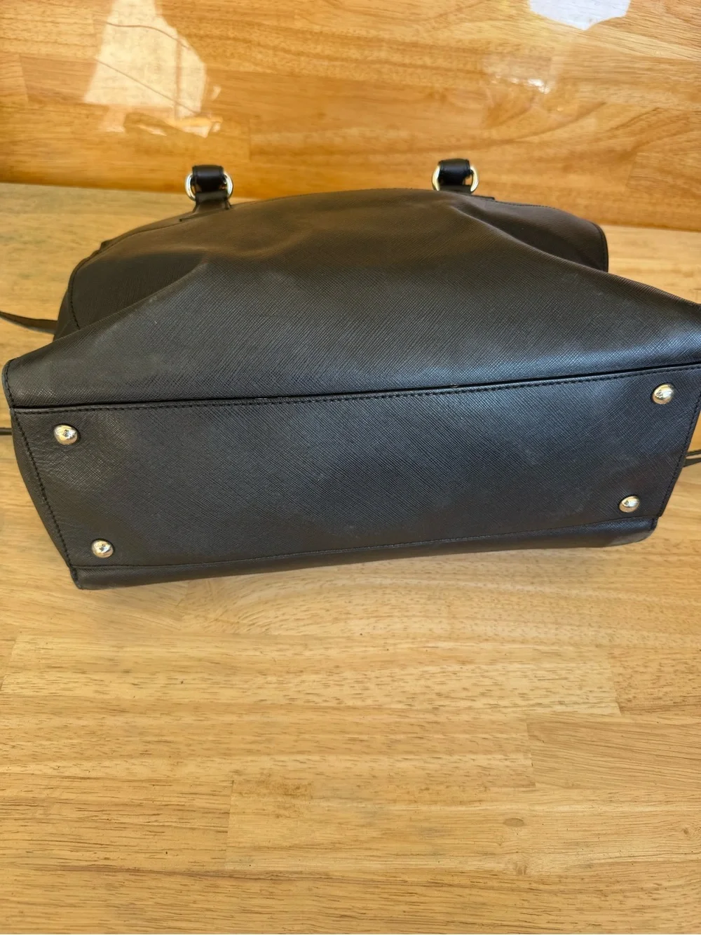 Salvatore Ferragamo GG 21F271 Black Leather Gancini Tote Satchel Shoulder Bag